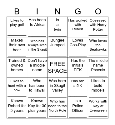 MR. & MRS. STEWART'S BINGO Card