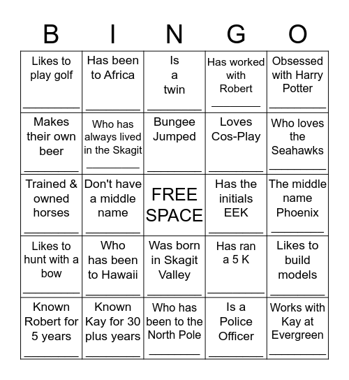 MR. & MRS. STEWART'S BINGO Card