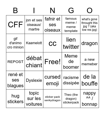FFSR Bingo Card