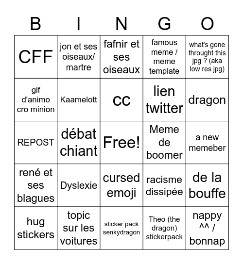 FFSR Bingo Card