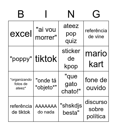isabella Bingo Card
