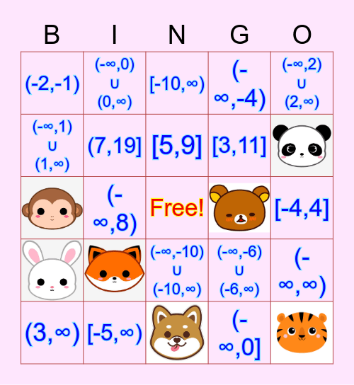 Mathematics Bingo Card