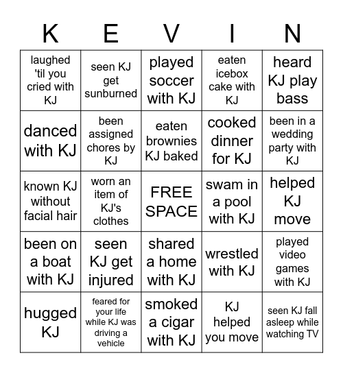 Have You Ever... With KJ? Bingo Card
