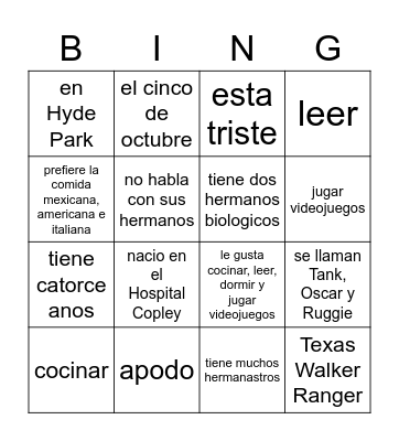 Walker Bingo Card