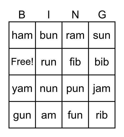 Bingo. am/un/ib Bingo Card