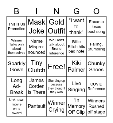 Oscars 2022 Bingo G Bingo Card