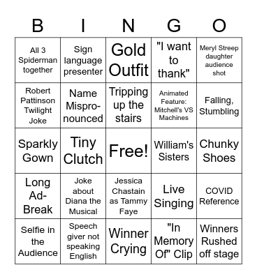 Oscars 2022 Bingo G Bingo Card