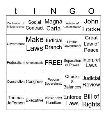 Test Card Bingo Card