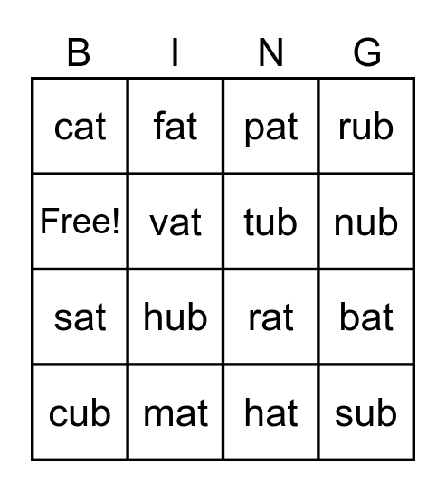 Bingo ub/at Bingo Card