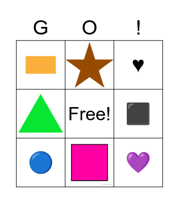 shapes and colours Bingo Card