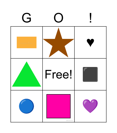 shapes and colours Bingo Card