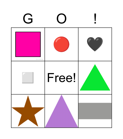 Shapes and colours Bingo Card
