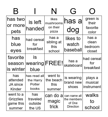 Human Bingo Card