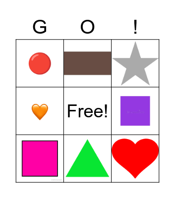 shapes and colours Bingo Card