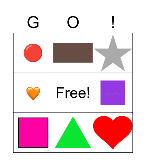 shapes and colours Bingo Card