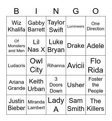 Round 5: Name the Artist Bingo Card