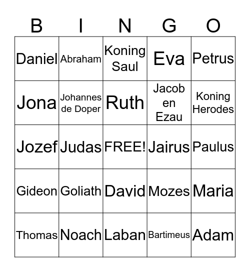 Bijbels Bingo Card