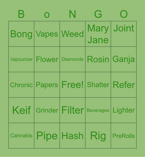 420 BONGO Bingo Card