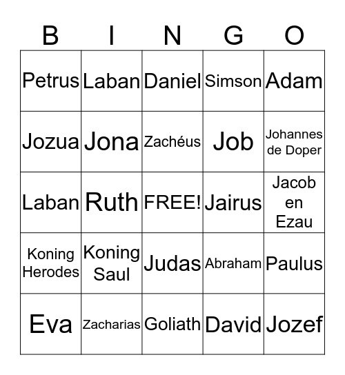 Bijbels Bingo Card