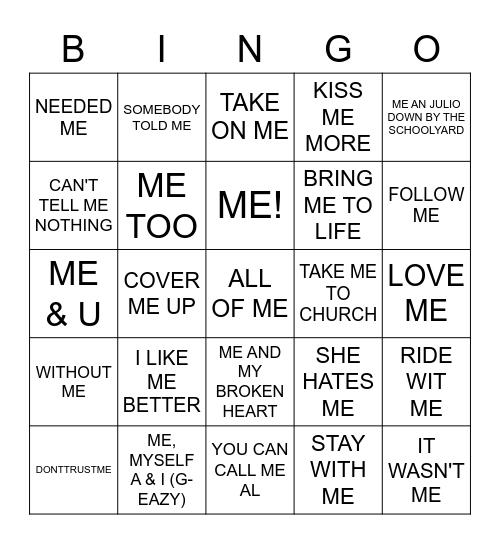 ME Bingo Card