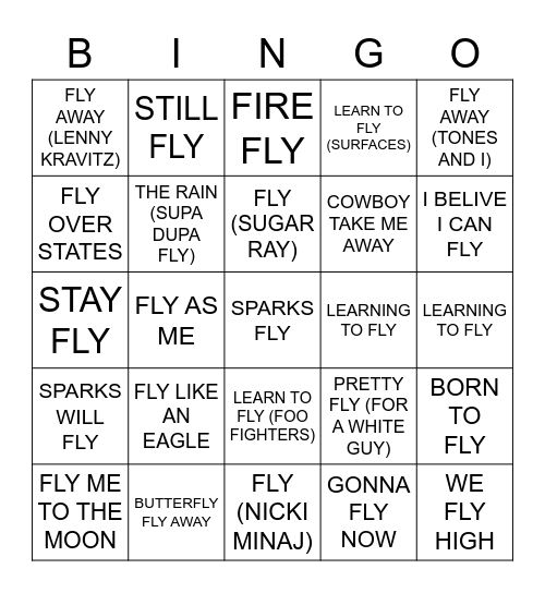 FLY Bingo Card