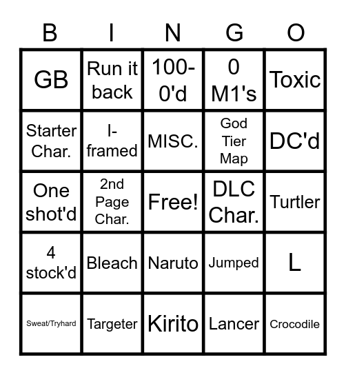 ABA Ranked Bingo Card