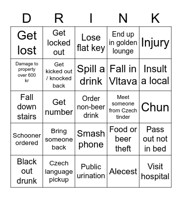 Prague Bingo Card