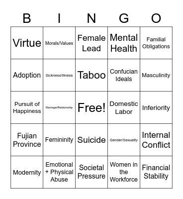 ASPA Bingo Card