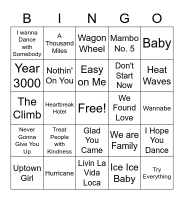 Elonthon 2022 Music Bingo Card