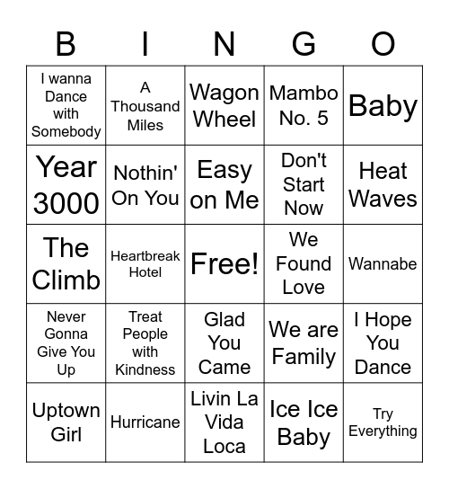 Elonthon 2022 Music Bingo Card