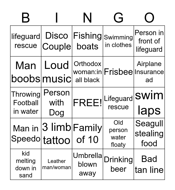 Victoria Beach Tennis Bingo!! Bingo Card