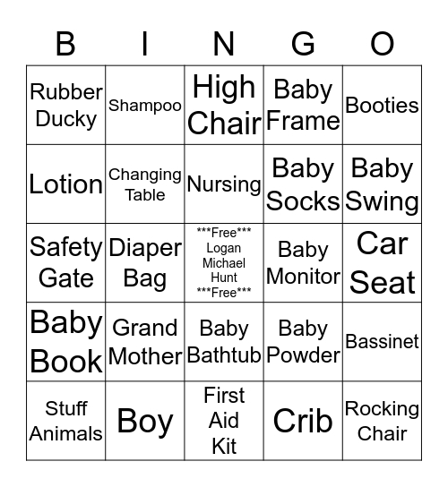 Baby Logan's BINGO! Bingo Card