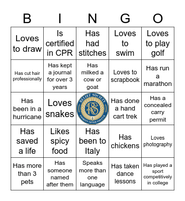 Relief Society Bingo Card
