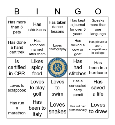 Relief Society Bingo Card