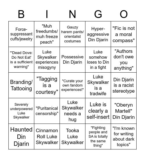 Dark DinLuke Bingo Card