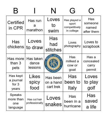 Relief Society Bingo Card