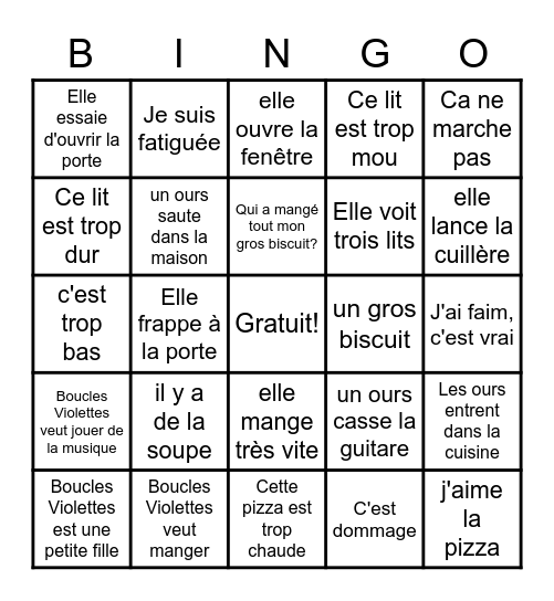 Boucles Violettes Bingo Card