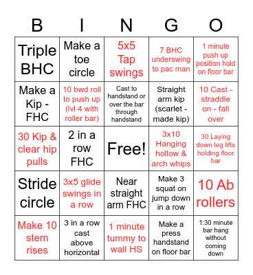 BAR STAR BINGO Card