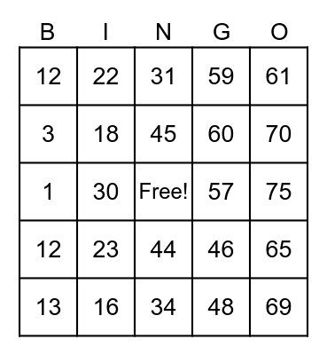 Alexis Bingo Card Bingo Card