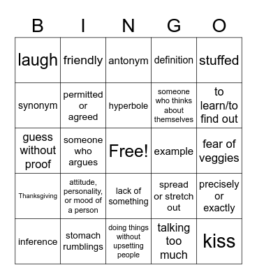 Context Clues Bingo Card