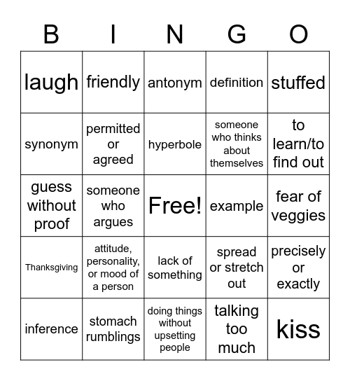 Context Clues Bingo Card