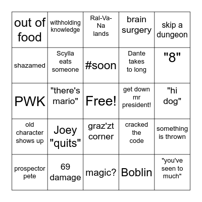 D&D BINGO Card