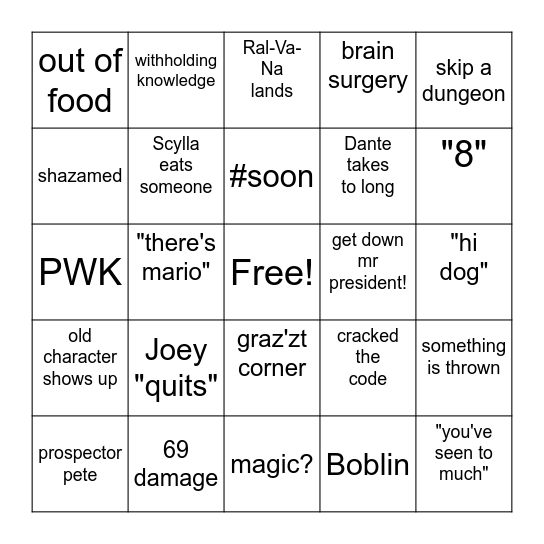 D&D BINGO Card