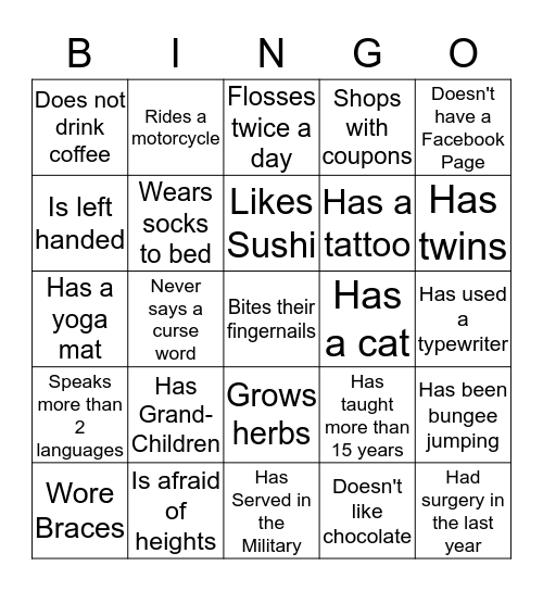 FIND SOMEONE WHO................ Bingo Card