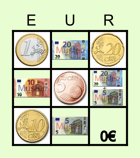 Euro Bingo € Bingo Card
