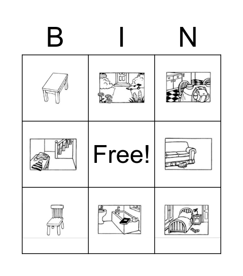 Rooms and Furniture HH2 Bingo Card