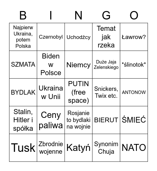 HiS Bingo Card