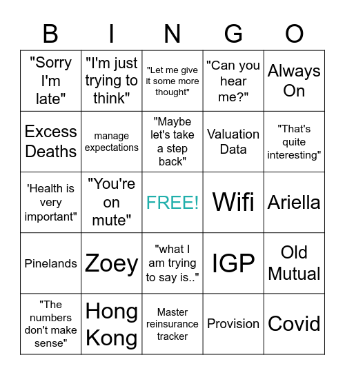 Helen's Virtual Farewell Party Bingo Card