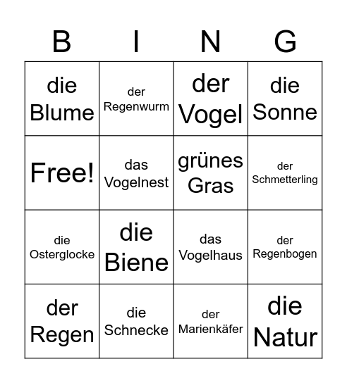 Frühling Bingo Card