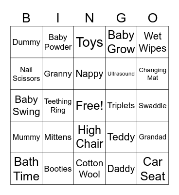 Baby Bingo Card